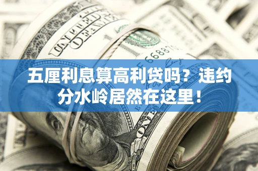 济南五厘利息算高利贷吗？违约分水岭居然在这里！
